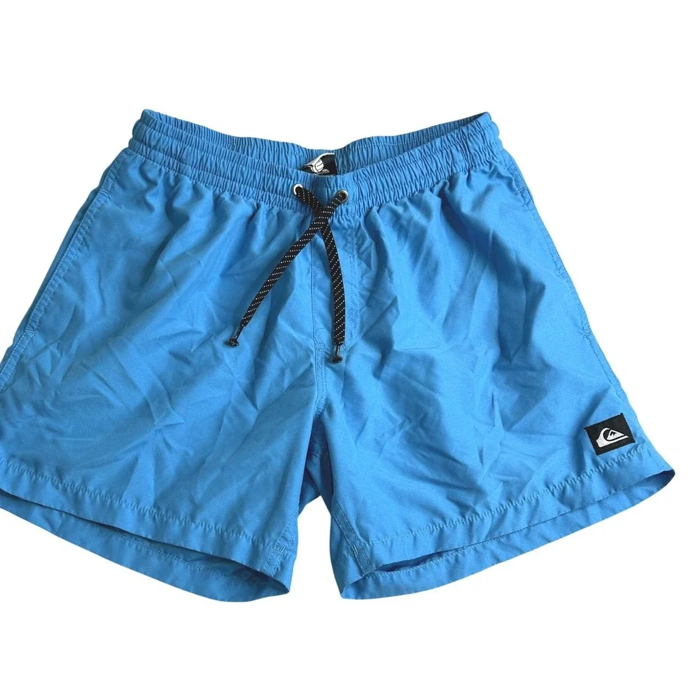Quiksilver Mens Blue Swim Trunks Elastic Waist Volleyball Shorts Unlined Size S